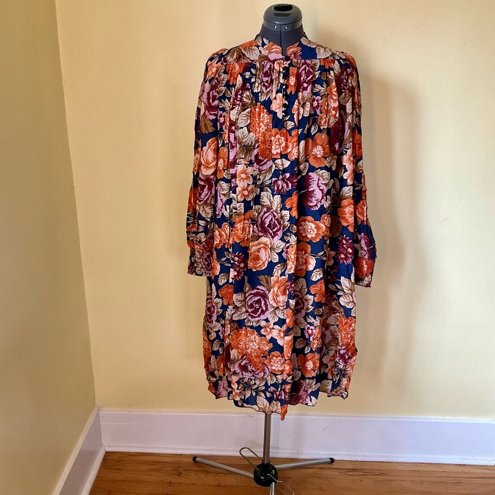 Antik Batik Camille Ruched Floral Midi Dress, Sz S/38